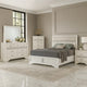 Vino White 5pc Full Size Bed Set w Dressers | Mirror | Glitter Accent