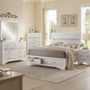 Vino White 5pc Full Size Bed Set w Dressers | Mirror | Glitter Accent