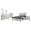 Vino White 5pc Full Size Bed Set w Dressers | Mirror | Glitter Accent
