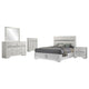 Vino White 5pc Full Size Bed Set w Dressers | Mirror | Glitter Accent