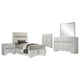 Vino White 5pc Twin Size Bed Set w Dressers | Mirror | Glitter Accent