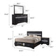 Vino Black 4pc Queen Size Bed Set w Storage Dressers | Glitter Accent
