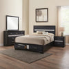 Vino Black 4pc Queen Size Bed Set w Storage Dressers | Glitter Accent