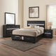 Vino Black 4pc Queen Size Bed Set w Storage Dressers | Glitter Accent