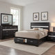Vino Black 4pc Queen Size Bed Set w Storage Dressers | Glitter Accent