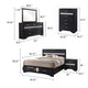 Vino Black 5pc Queen Size Bed Set w Storage Dressers | Glitter Accent BM340032