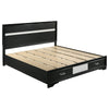 Vino Black 4pc King Size Bed Set w Storage | Dressers | Glitter Accent BM340033