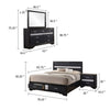 Vino Black 4pc King Size Bed Set w Storage | Dressers | Glitter Accent