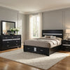 Vino Black 4pc King Size Bed Set w Storage | Dressers | Glitter Accent