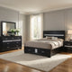 Vino Black 4pc King Size Bed Set w Storage | Dressers | Glitter Accent