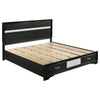 Vino Black 5pc King Size Bed Set w Storage | Dressers | Glitter Accent