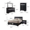 Vino Black 5pc King Size Bed Set w Storage | Dressers | Glitter Accent
