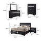 Vino Black 5pc King Size Bed Set w Storage | Dressers | Glitter Accent