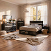 Vino Black 5pc King Size Bed Set w Storage | Dressers | Glitter Accent