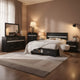 Vino Black 5pc King Size Bed Set w Storage | Dressers | Glitter Accent