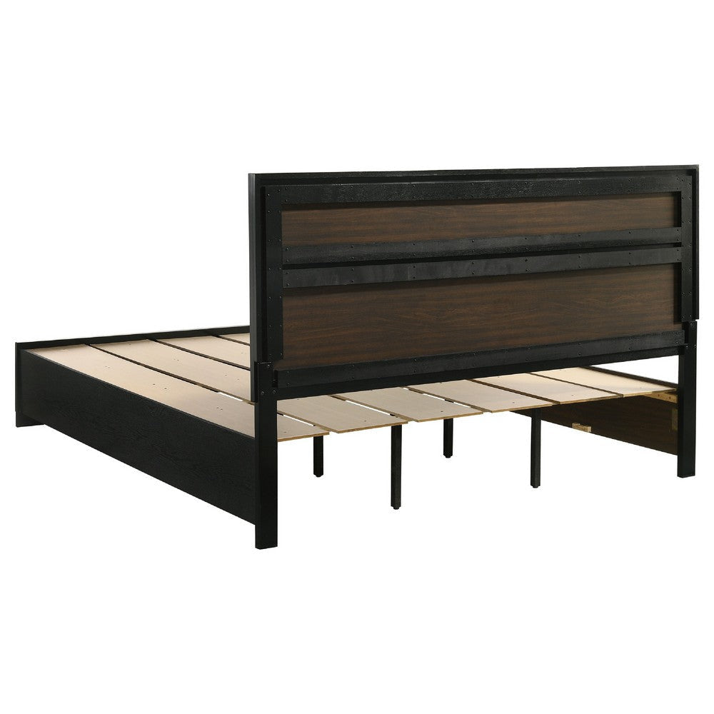 Vino Black 4pc California King Bed Set w Storage | Glitter Accent BM340035