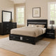 Vino Black 4pc California King Bed Set w Storage | Glitter Accent BM340035