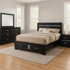 Vino Black 4pc California King Bed Set w Storage | Glitter Accent