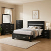Vino Black 5pc Full Size Bed Set w Storage | Dressers | Glitter Accent BM340037