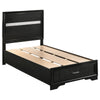 Vino Black 5pc Twin Size Bed Set w Storage | Dressers | Glitter Accent