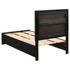Vino Black 5pc Twin Size Bed Set w Storage | Dressers | Glitter Accent