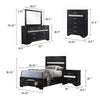 Vino Black 5pc Twin Size Bed Set w Storage | Dressers | Glitter Accent