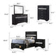 Vino Black 5pc Twin Size Bed Set w Storage | Dressers | Glitter Accent