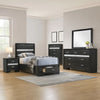 Vino Black 5pc Twin Size Bed Set w Storage | Dressers | Glitter Accent