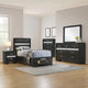 Vino Black 5pc Twin Size Bed Set w Storage | Dressers | Glitter Accent