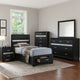 Vino Black 5pc Twin Size Bed Set w Storage | Dressers | Glitter Accent