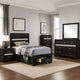 Vino Black 5pc Twin Size Bed Set w Storage | Dressers | Glitter Accent