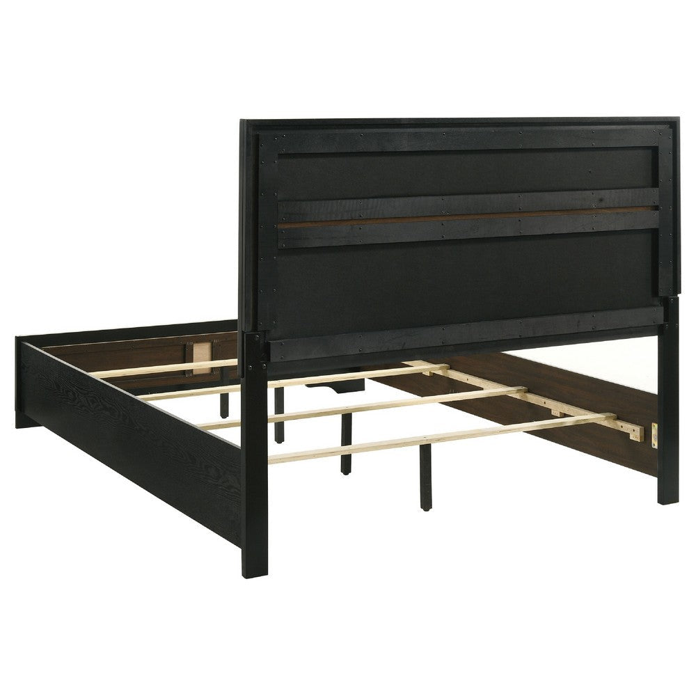 Vino Black 5pc King Size Bed Set w Dressers | Mirror | Glitter Accent BM340042
