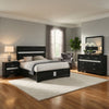 Vino Black 4pc California King Bed Set | Dressers | Glitter Accent
