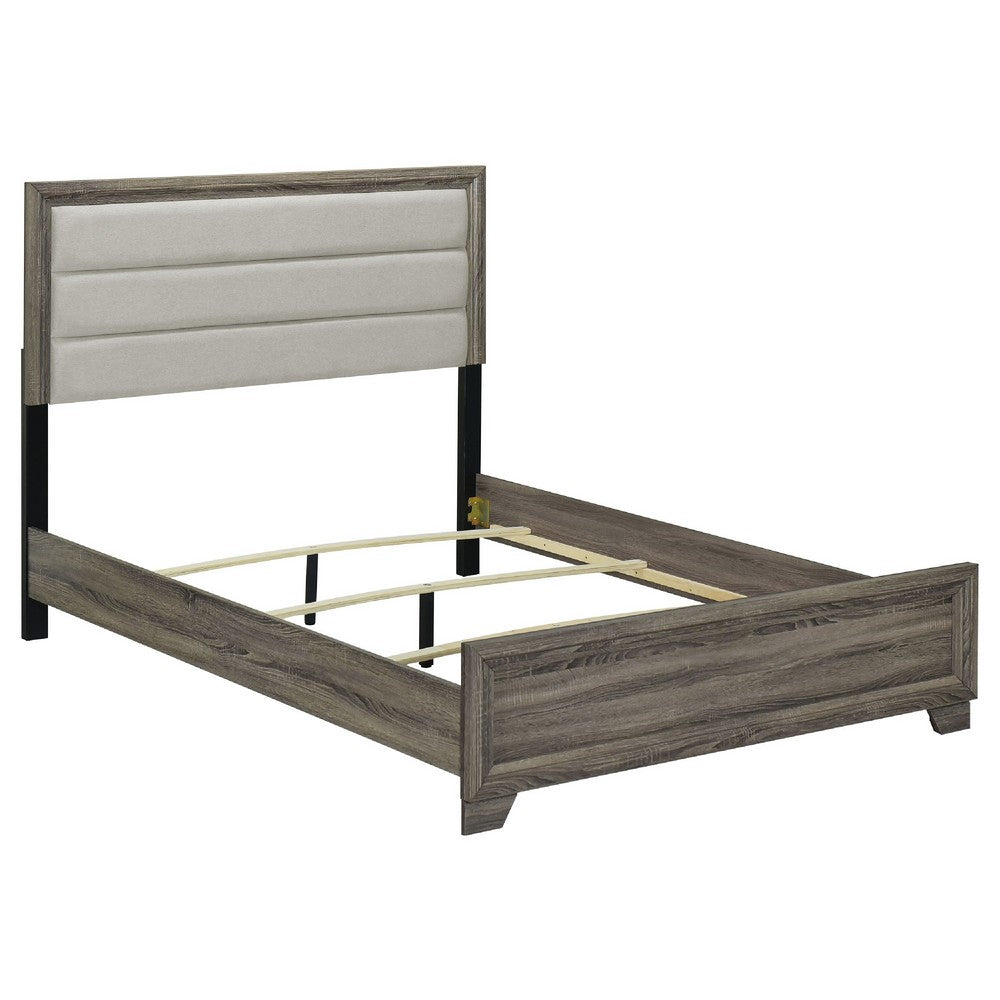 Reay 4 Piece Queen Bedroom Set with Dressers | Upholstered Gray Brown
