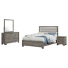 Reay 4 Piece Queen Bedroom Set with Dressers | Upholstered Gray Brown