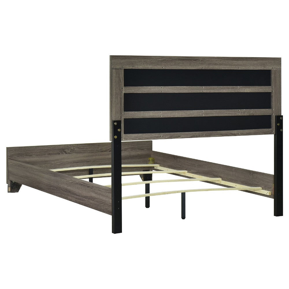 Reay 5 Piece Queen Bedroom Set with Dressers | Upholstered Gray Brown