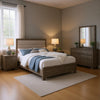 Reay 5 Piece Queen Bedroom Set with Dressers | Upholstered Gray Brown
