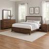 Yels 4 Piece King Bedroom Set | Gray Upholstery | Walnut Brown Wood BM340053