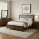 Yels 4 Piece King Bedroom Set | Gray Upholstery | Walnut Brown Wood