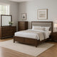 Yels 5 Piece King Bedroom Set | Gray Upholstery | Walnut Brown Wood