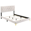 Dle 4pc Queen Bedroom Set | White Faux Leather | Modern Gold Accents