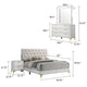 Dle 4pc Queen Bedroom Set | White Faux Leather | Modern Gold Accents