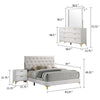Dle 4pc Queen Bedroom Set | White Faux Leather | Modern Gold Accents BM340055