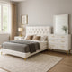 Dle 4pc Queen Bedroom Set | White Faux Leather | Modern Gold Accents