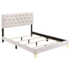 Dle 5pc Queen Bedroom Set | White Faux Leather | Modern Gold Accents