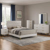 Dle 5pc Queen Bedroom Set | White Faux Leather | Modern Gold Accents