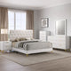 Dle 5pc Queen Bedroom Set | White Faux Leather | Modern Gold Accents