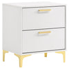 Dle 4pc King Bedroom Set | White Faux Leather | Modern Gold Accents BM340057