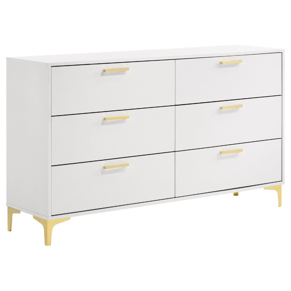 Dle 4pc King Bedroom Set | White Faux Leather | Modern Gold Accents BM340057
