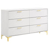 Dle 5pc King Bedroom Set | White Faux Leather | Modern Gold Accents BM340058